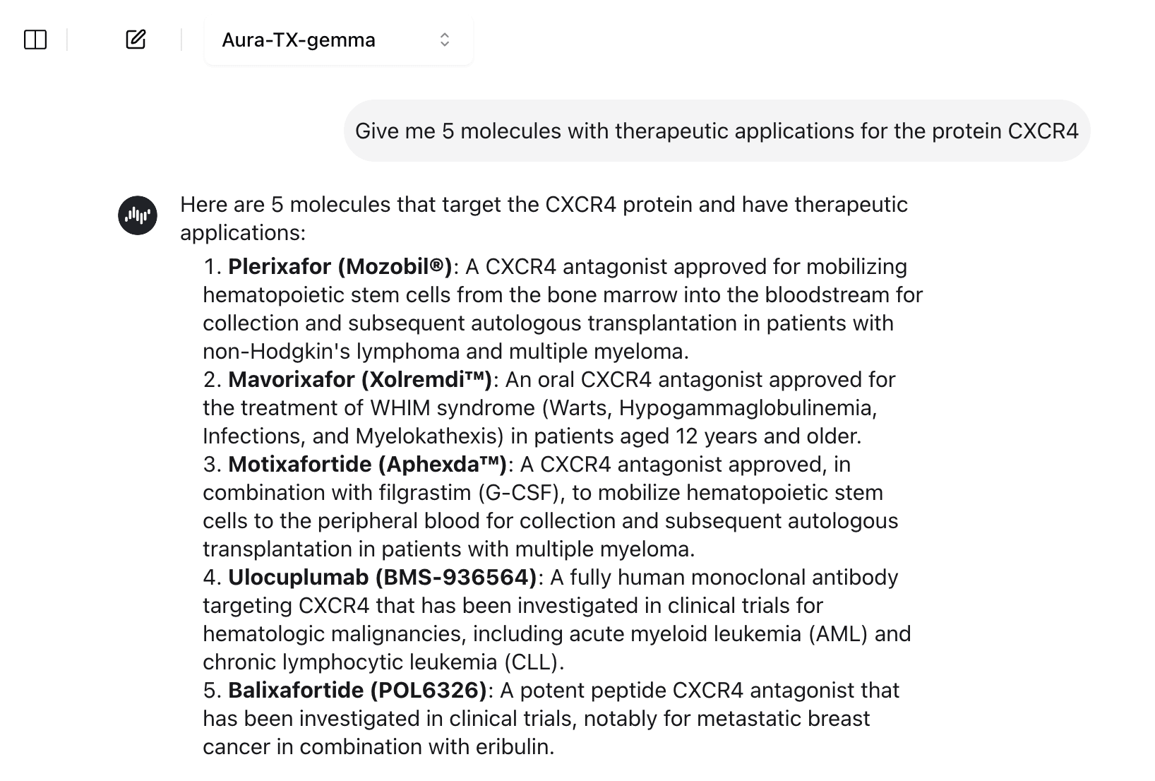 Get therapeutic applications for the protein CXCR4